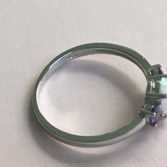 Sterling Silver Lab Created Opal Ring - Picture 15 of 16